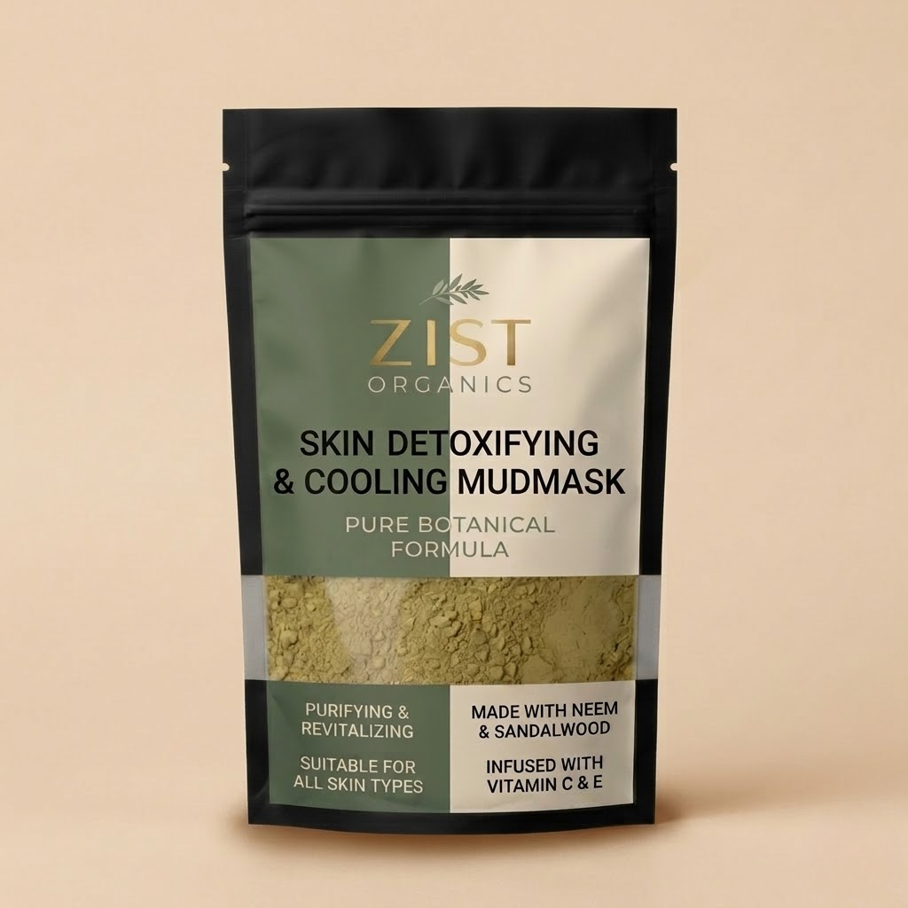 Skin Detoxifying & Cooling Mud Mask - Herbal Facemask for Oily & Dull Skin